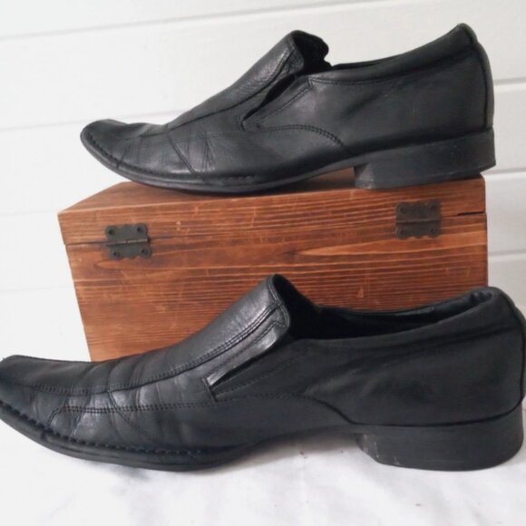 Aldo Men’s Black Leather Dress Shoes Sz 13 US 45 EU Slip On Formal Loafers - Picture 7 of 14